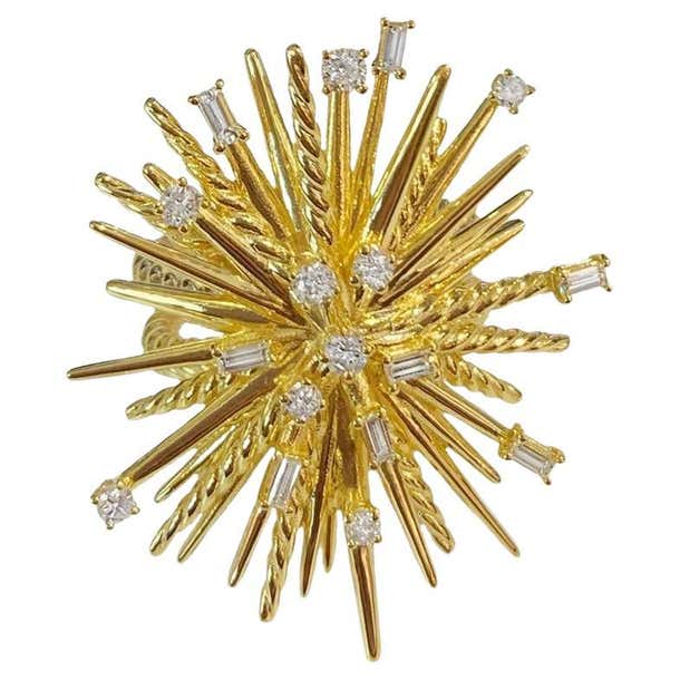 David Yurman Supernova Ring with Diamonds in 18K Yellow Gold For Sale ...