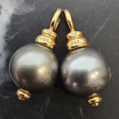 David Yurman Tahitian Black Pearl Earring Enhancers Dangles 18k Yellow Gold 8.3g