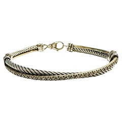 David Yurman The Crossover Collection 14k Gold & Sterling Diamond Bracelet