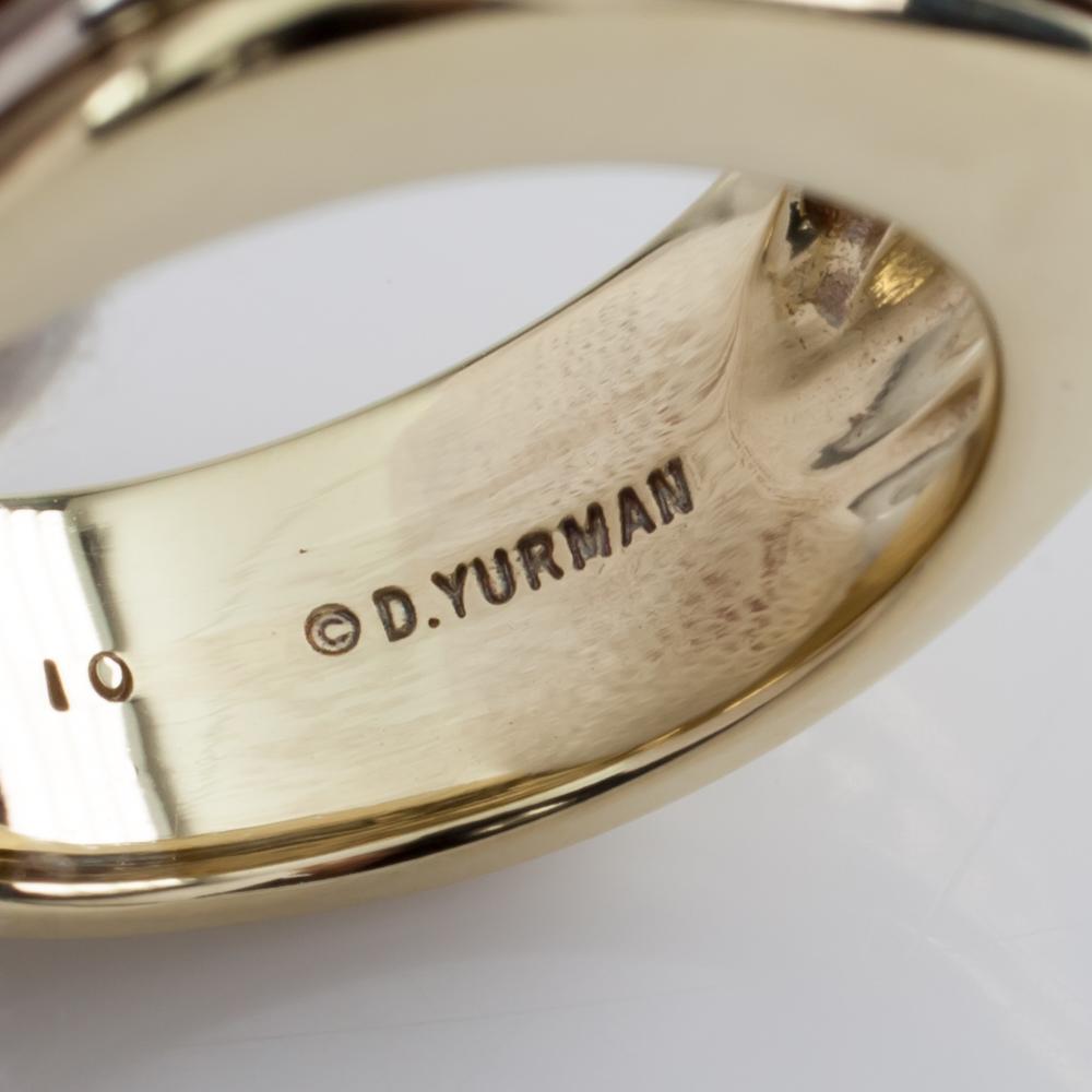 David Yurman Thoroughbred 18 Karat Multi-Color Gold Cigar Ring In Fair Condition In Sherman Oaks, CA