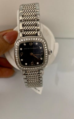 David Yurman Thoroughbred Stainless Steel Quartz and Diamond Bezel MOP Face