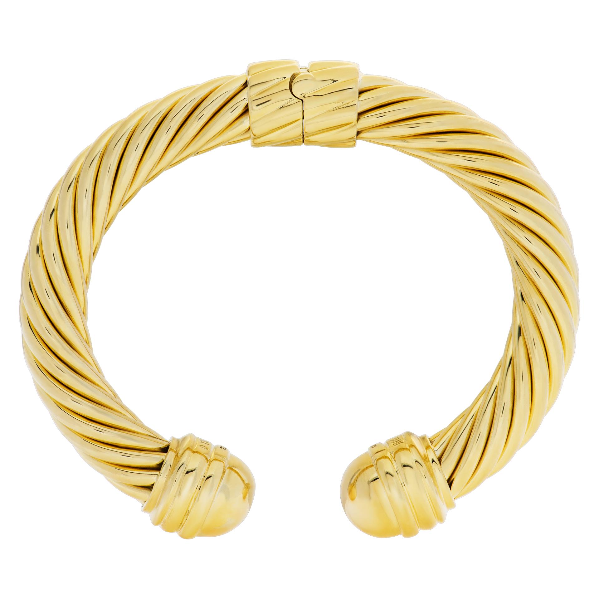 ESTIMATED RETAIL $10400 - YOUR PRICE $8320 - 100% AUTHENTIC  David Yurman Thoroughbred Cable Classics bangle bracelet in 18k. Fits 6.5 - 6.75 wrist size.