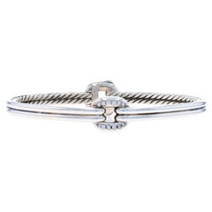 David Yurman Thoroughbred Center Link Diamond Bangle 6 1/4" 925 .16ctw