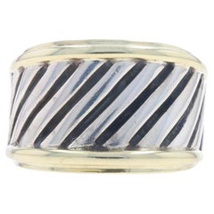 David Yurman Thoroughbred Cigar Band Sterling 925 Yellow Gold 14k Statement Ring