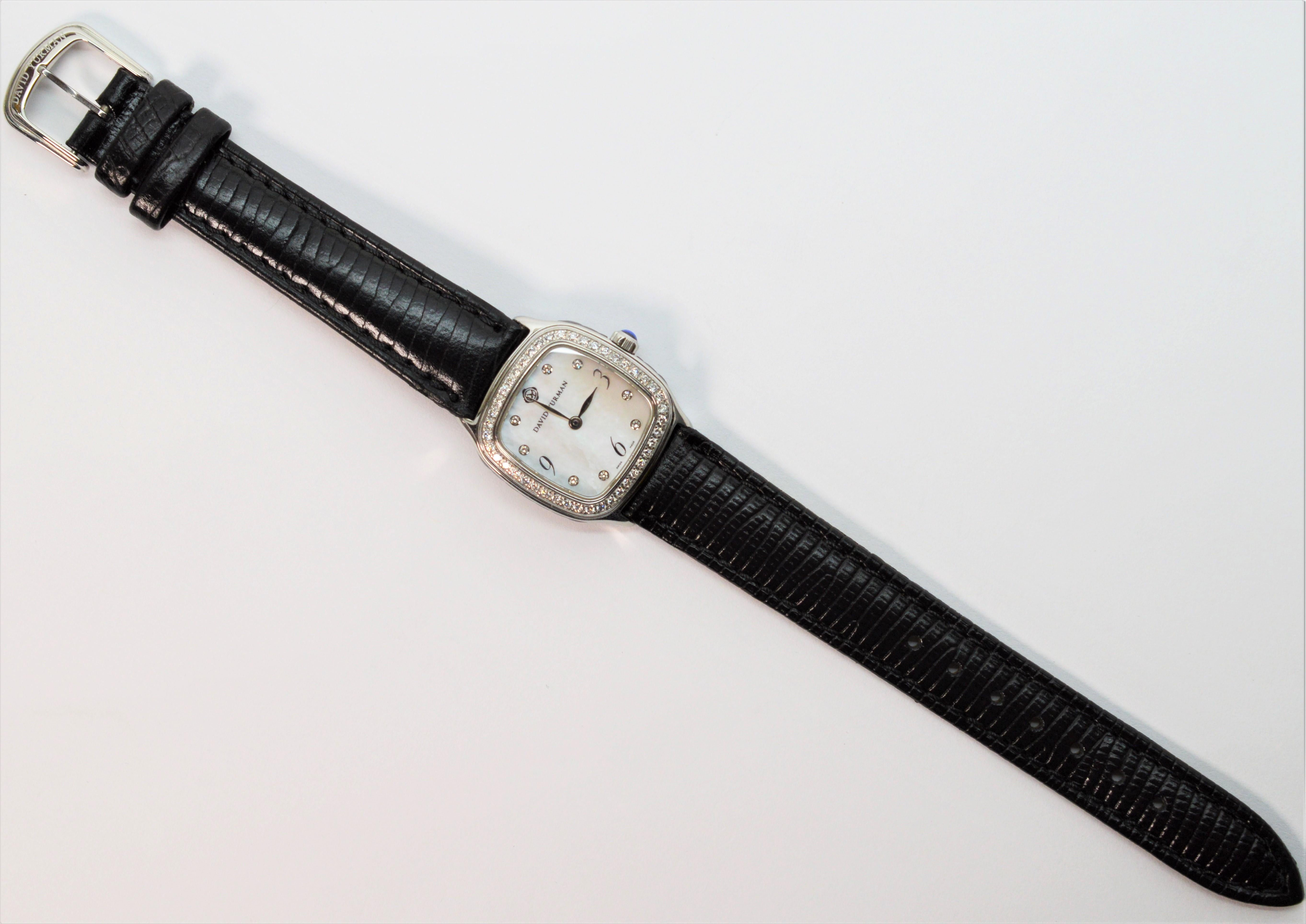 David Yurman Thoroughbred Collection Ladies Stainless Steel Diamond Wrist Watch In Excellent Condition In Mount Kisco, NY
