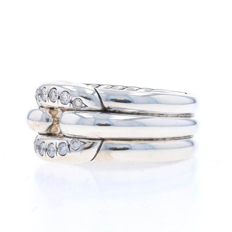 David Yurman Thoroughbred Diamond Cushion Link Band Sterling 925 Rd .20ctw Band In Excellent Condition For Sale In Greensboro, NC