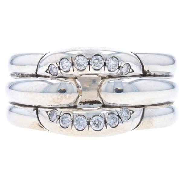 David Yurman Thoroughbred Diamond Cushion Link Band Sterling 925 Rd .20ctw Band