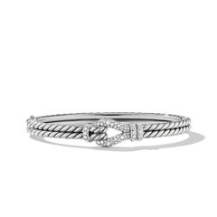 David Yurman Bracciale Thoroughbred Looping in argento sterling con diamanti in pavé