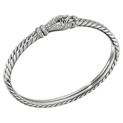 David Yurman Bracciale Thoroughbred Looping in argento sterling con diamanti in pavé