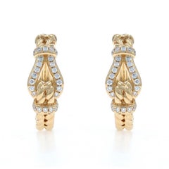 David Yurman Thoroughbred Loop Hoop Diamond Earrings Yellow Gold 18k .25ctw Knot