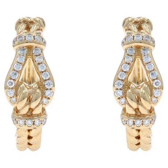 David Yurman Thoroughbred Loop Hoop Diamond Earrings Yellow Gold 18k .25ctw Knot im Angebot