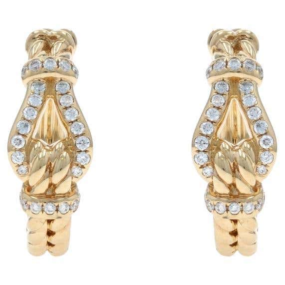 David Yurman Large 1ct Diamond Hoop Earrings Inside Out 18k Yellow Gold ...
