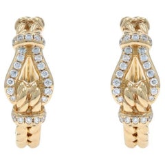 David Yurman Thoroughbred Loop Hoop Diamond Earrings Yellow Gold 18k .25ctw Knot