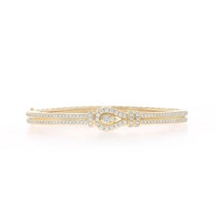 David Yurman Thoroughbred Loop Pave Diamond Bracelet 6" Yellow Gold 18k 1.02ctw