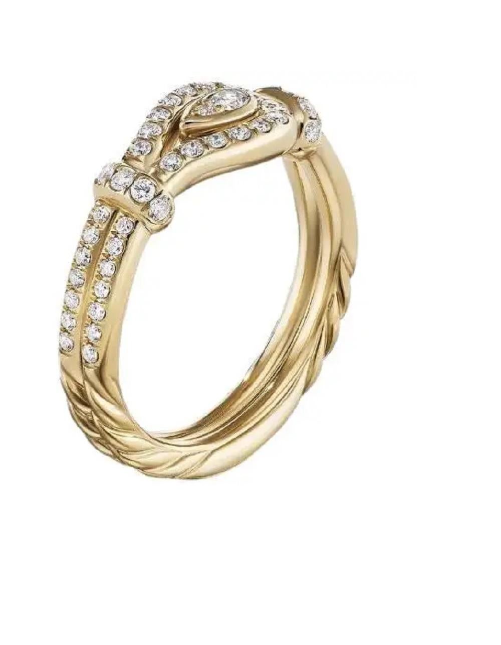 -18k Yellow Gold
-Diamonds: 0.44 total carat weight
-Ring, 4mm
-Ring size: 6.5
-Comes with David Yurman Ring  Box
-Retail: $3300