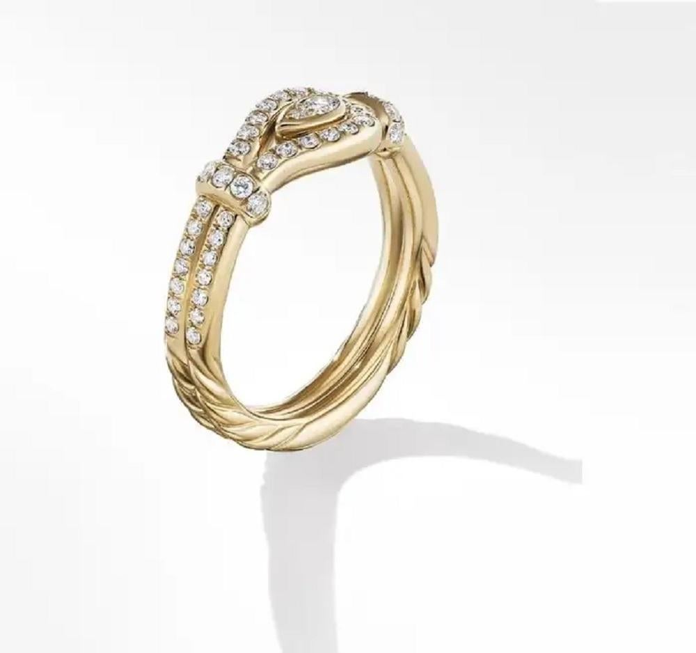 David Yurman Vollblut-Looping-Ring aus 18 Karat Gelbgold mit vollen Pavé-Diamanten (Rundschliff) im Angebot