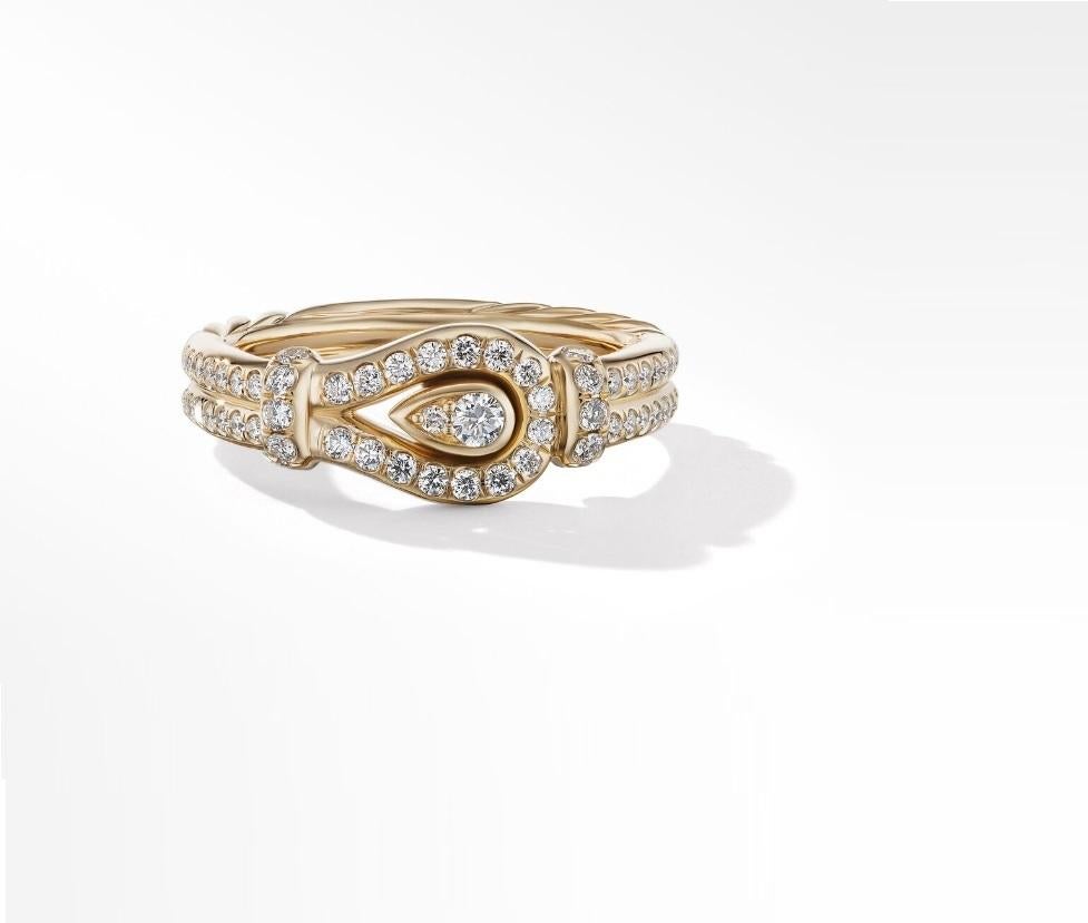 David Yurman Thoroughbred Loop Ring in 18K Yellow Gold with Full Pavé Diamonds In New Condition In New York, NY