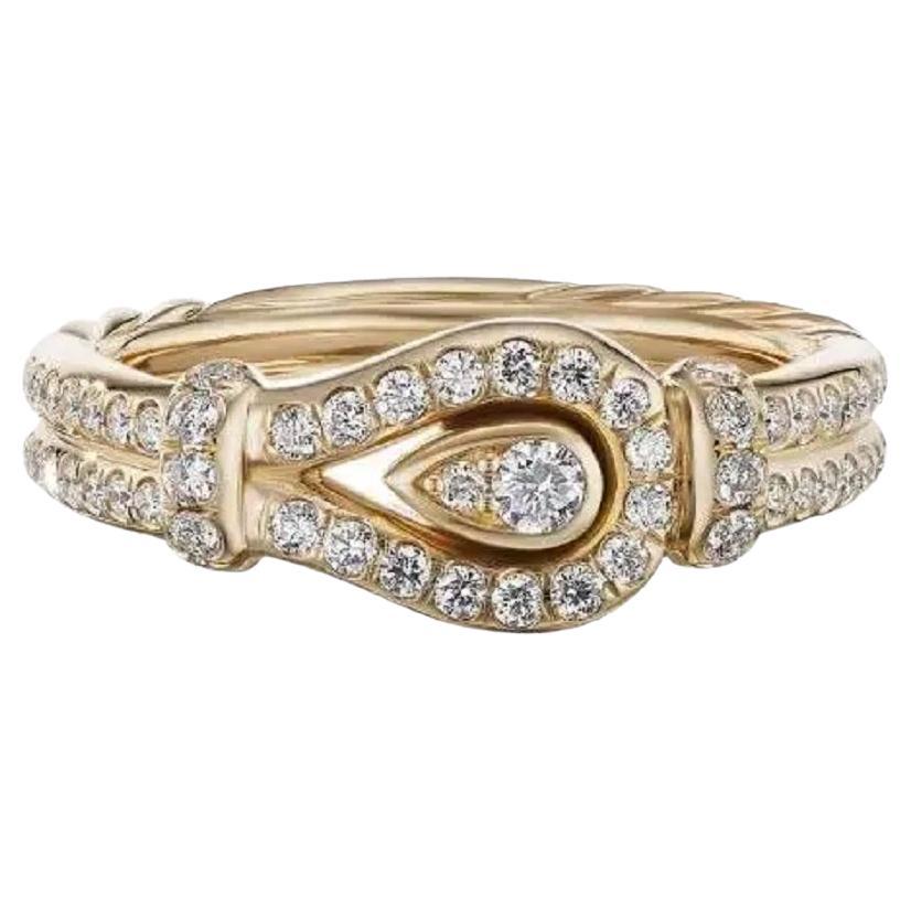 David Yurman Thoroughbred Loop Ring in 18K Yellow Gold with Full Pavé Diamonds For Sale