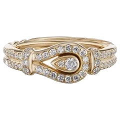 David Yurman Thoroughbred Loop Ring in 18K Yellow Gold with Full Pavé Diamonds