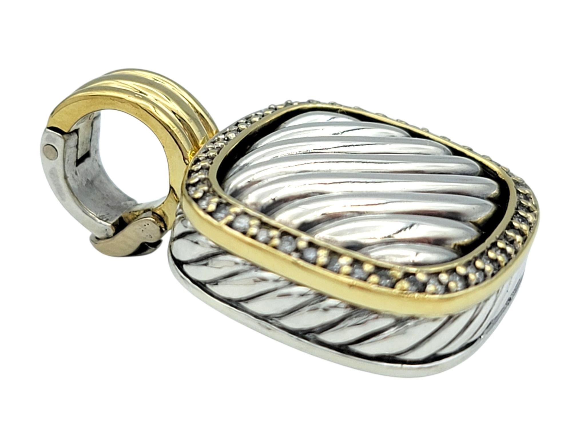 David Yurman Thoroughbred Pendant with Diamonds Silver and 18 Karat Yellow Gold Contemporáneo en venta