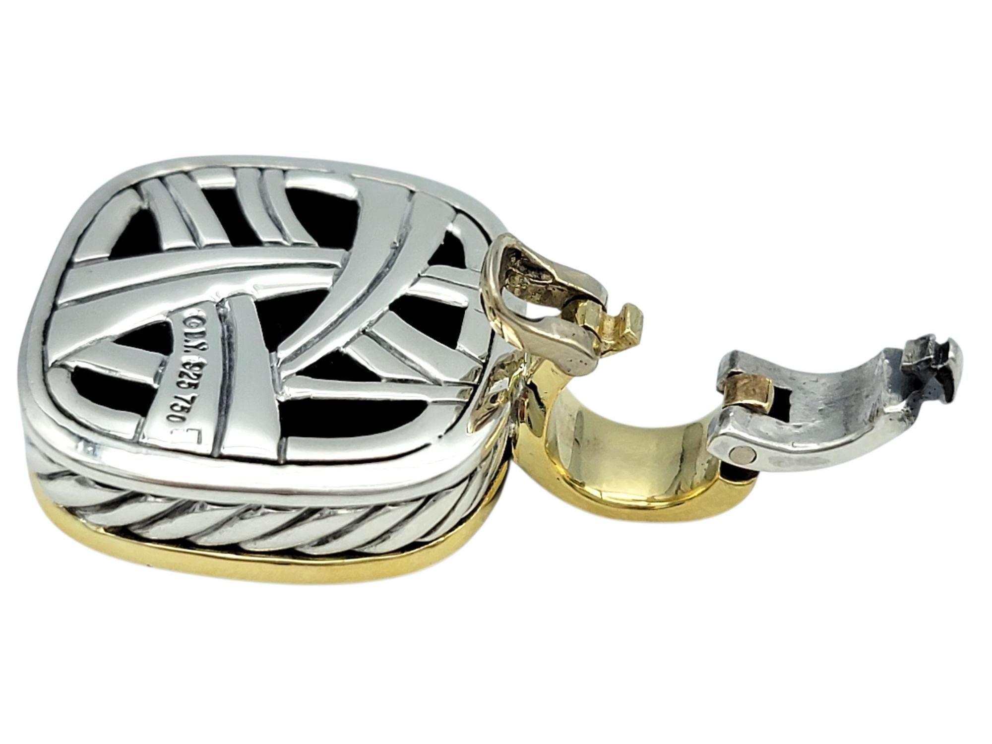 David Yurman Thoroughbred Pendant with Diamonds Silver and 18 Karat Yellow Gold en Bueno estado para la venta en Scottsdale, AZ