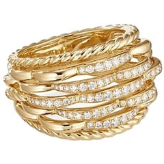 David Yurman Tides 18 Karat Yellow Gold and Diamond Ring