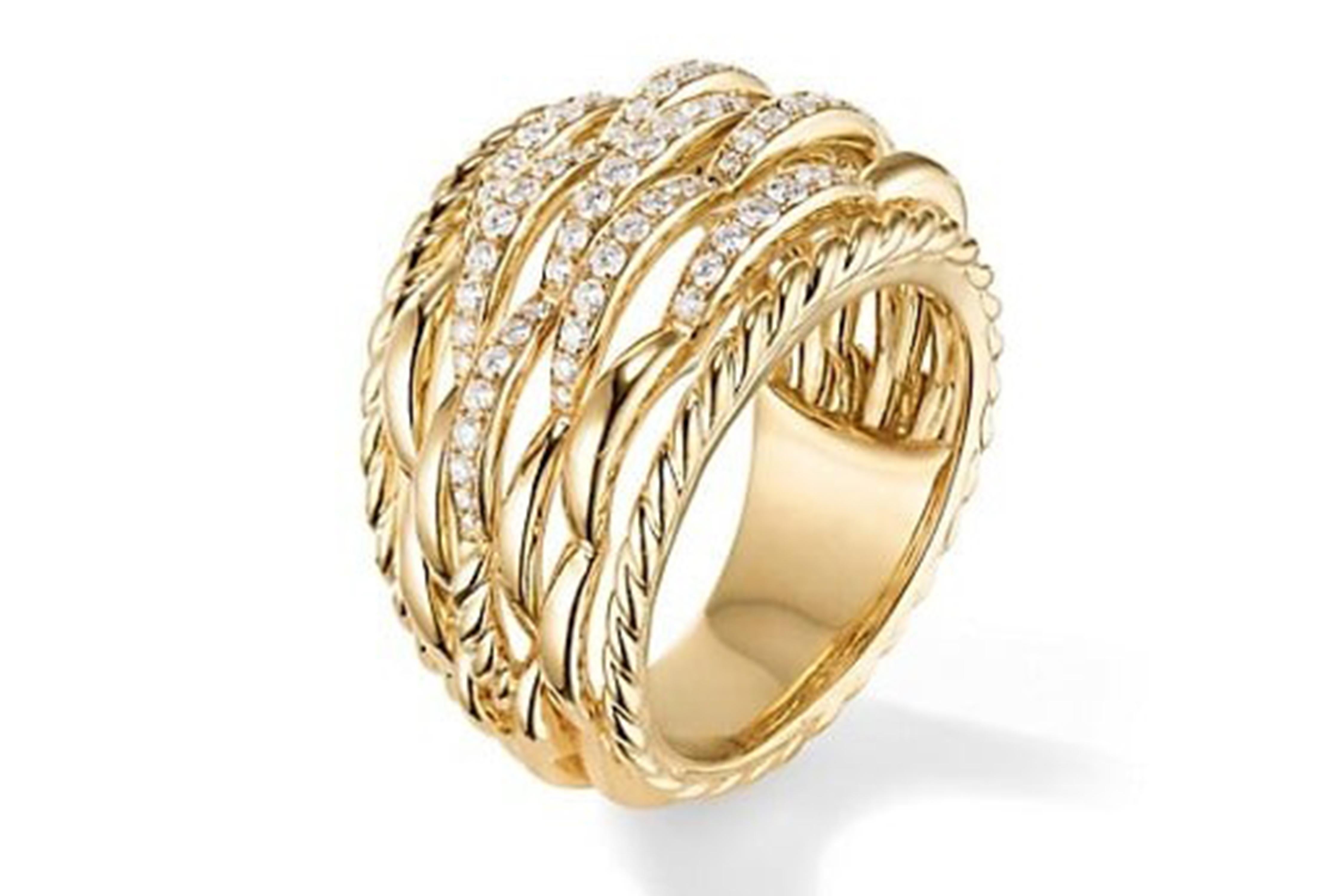 David Yurman Tides Ring aus 18 Karat Gelbgold mit Diamanten (Rundschliff)