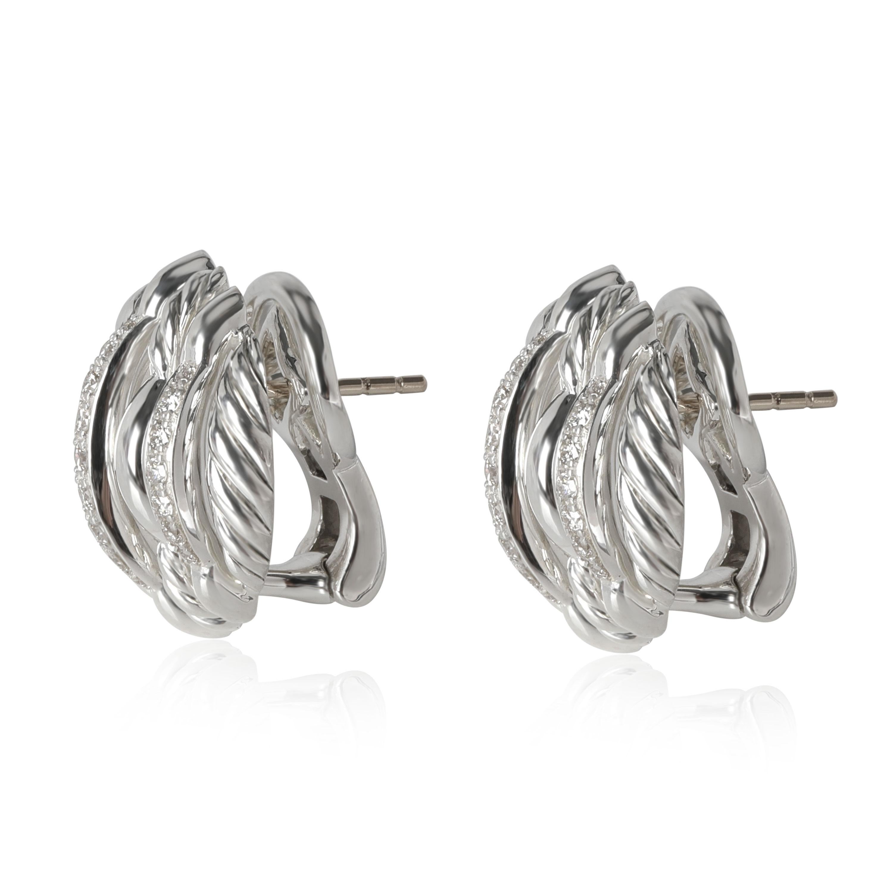 David Yurman Tides Diamond Earrings in Sterling Silver 0.54 CTW In Excellent Condition In New York, NY