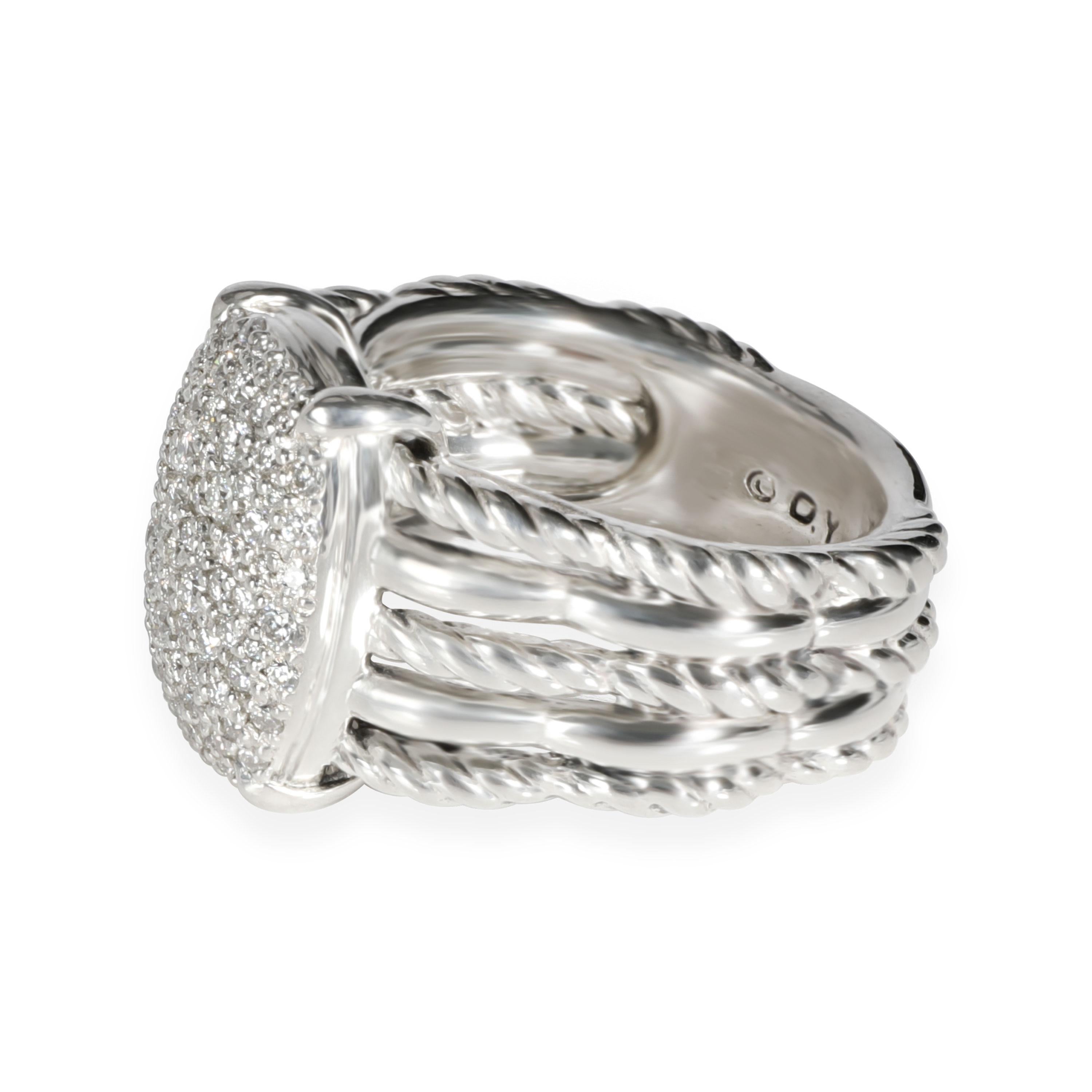 David Yurman Tides Statement  Diamond Pave Ring in Sterling Silver 0.92 Ctw In Excellent Condition In New York, NY