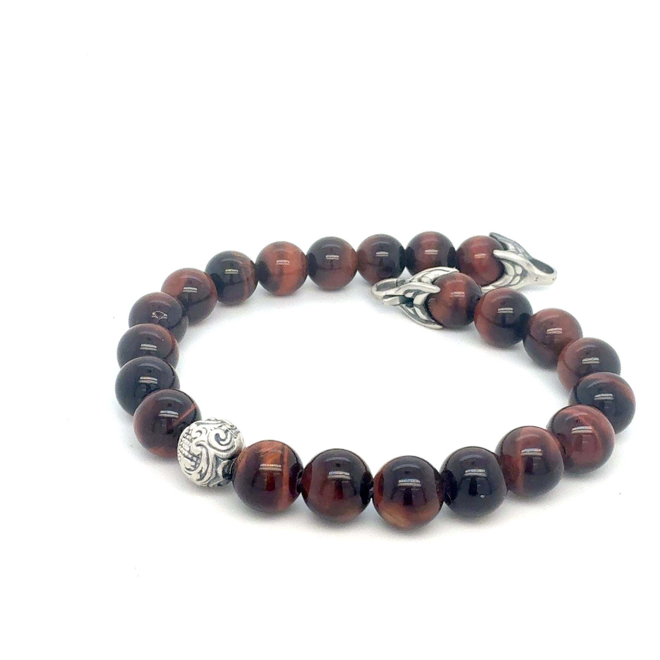 Round Cut David Yurman Tiger Eye Carved Ball Bracelet 8