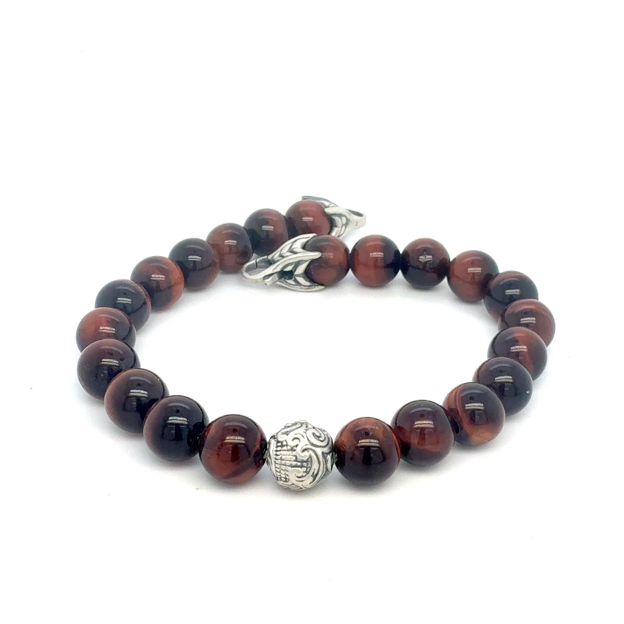David Yurman Tiger Eye Carved Ball Bracelet 8