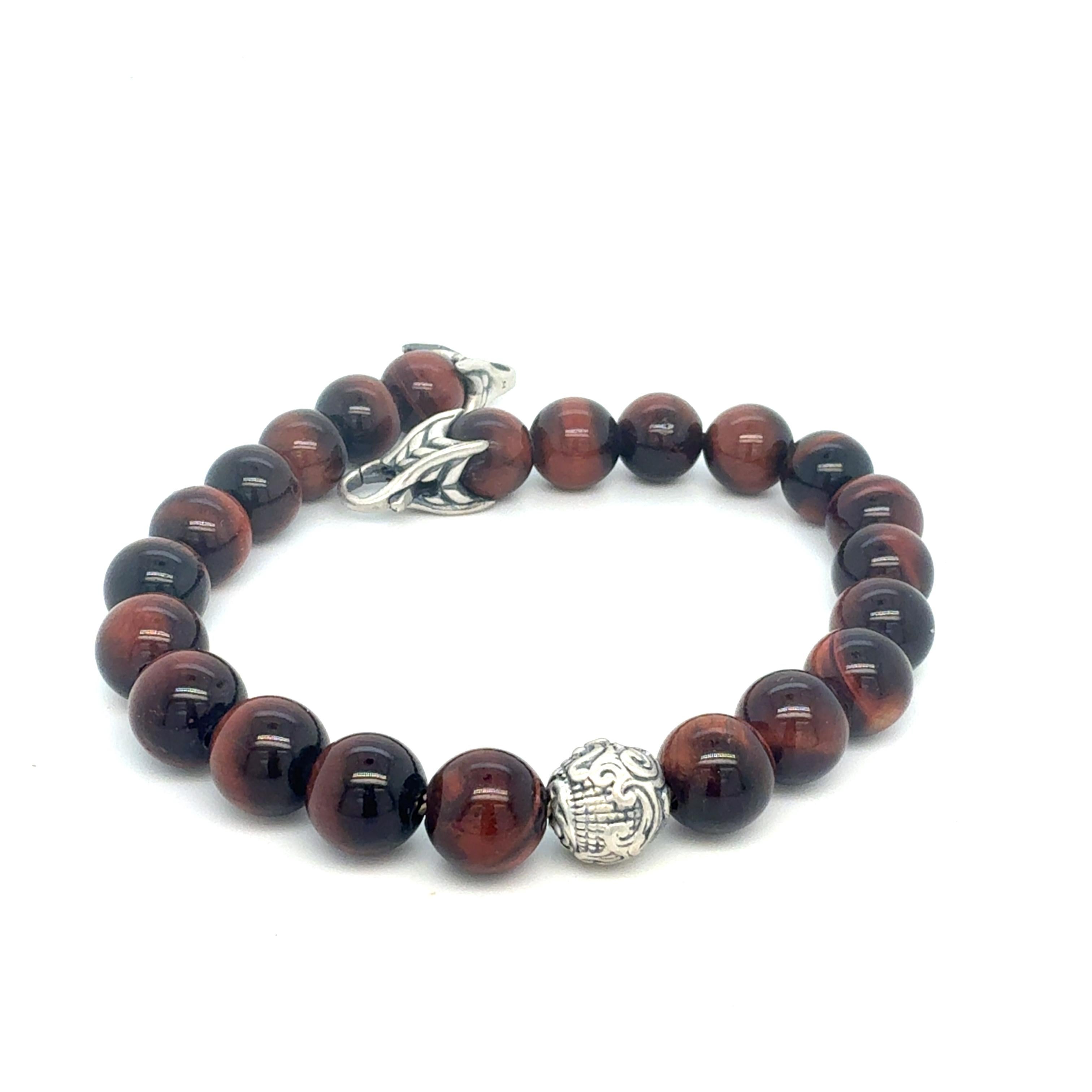 David Yurman Tiger Eye Carved Ball Bracelet 8