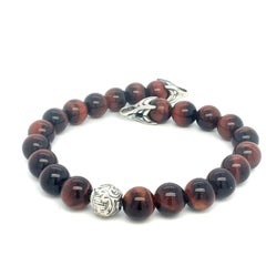 David Yurman Tiger Eye Carved Ball Bracelet 8" 8 mm Sterling Silver Estate
