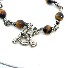 David Yurman Tiger Eye Necklace 21" Sterling Silver 6 mm Estate