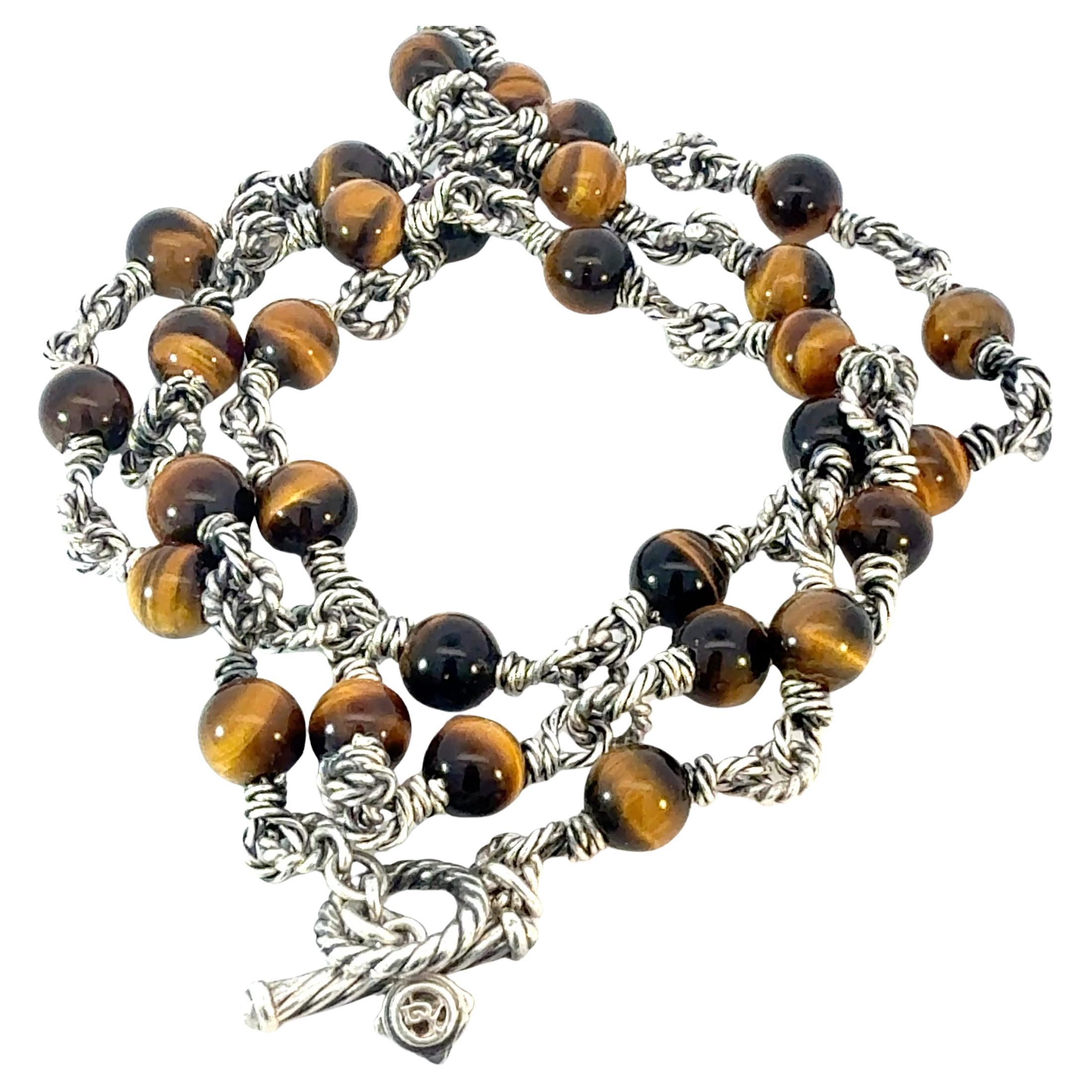 David Yurman Collar Ojo de Tigre 21" Plata de Ley 6 mm Estate en venta