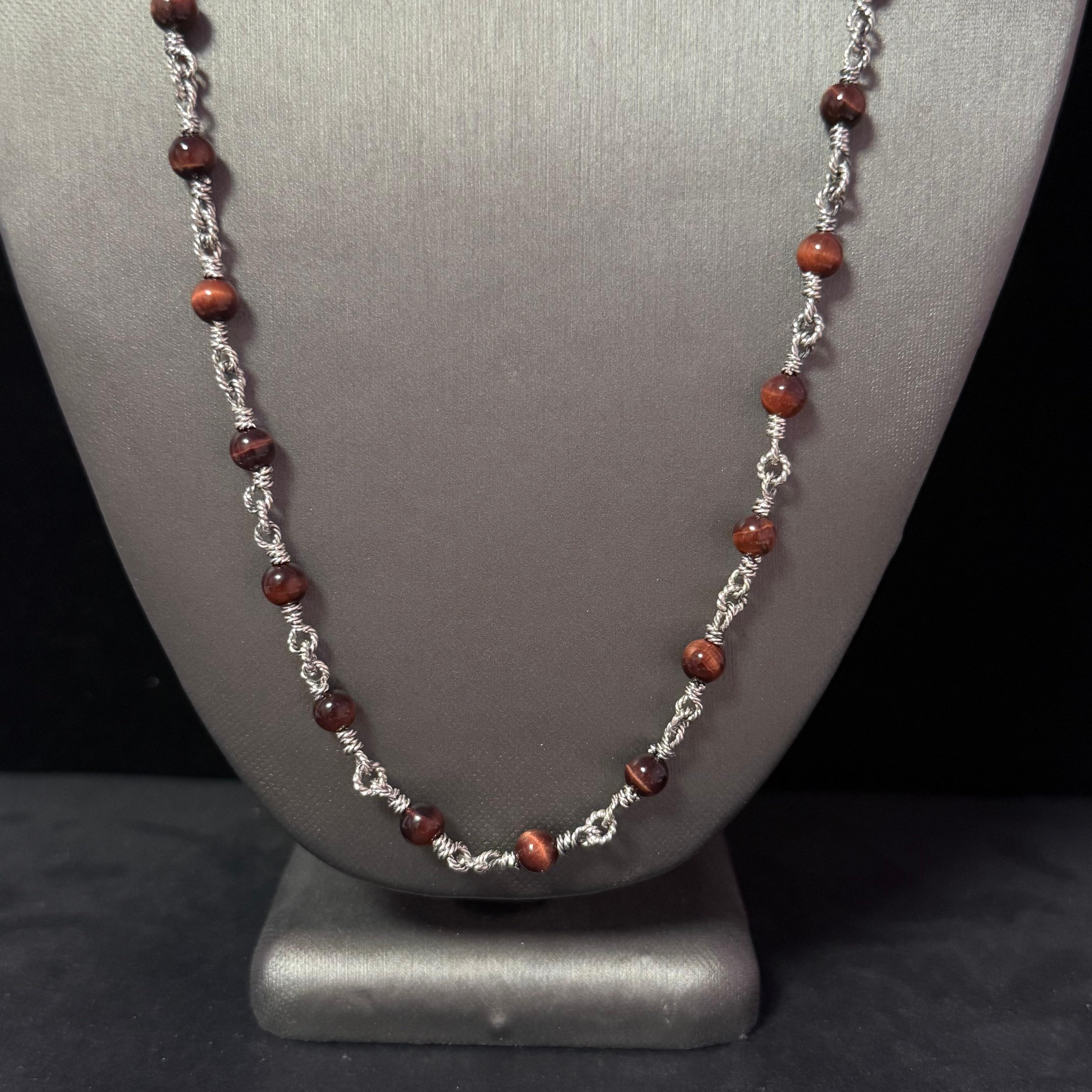Round Cut David Yurman Tiger Eye Necklace 24