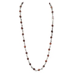 David Yurman Tiger Eye Necklace 24" 6 mm Sterling Silver Estate