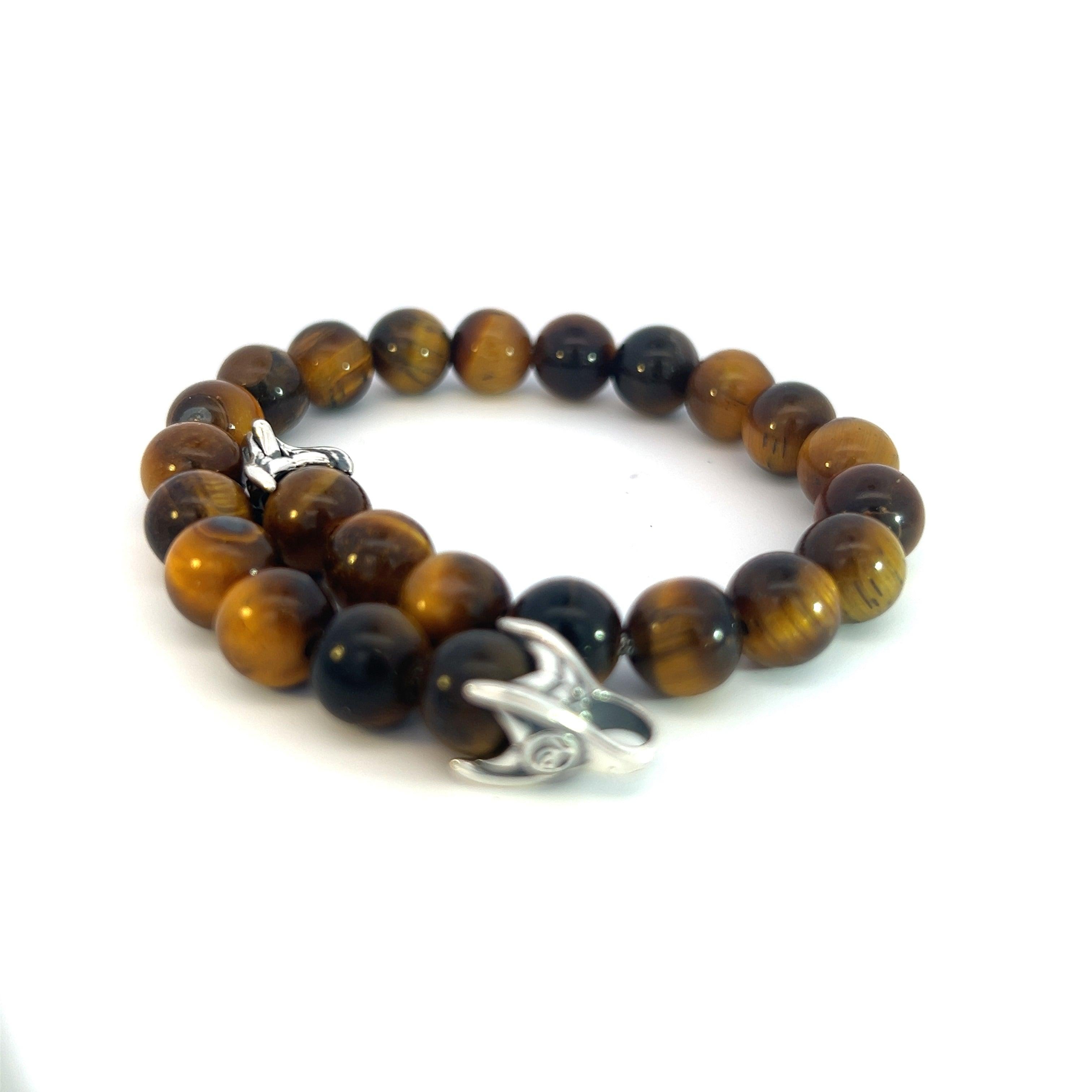Authentic David Yurman Tiger Eye Prayer Bead Bracelet 8.5