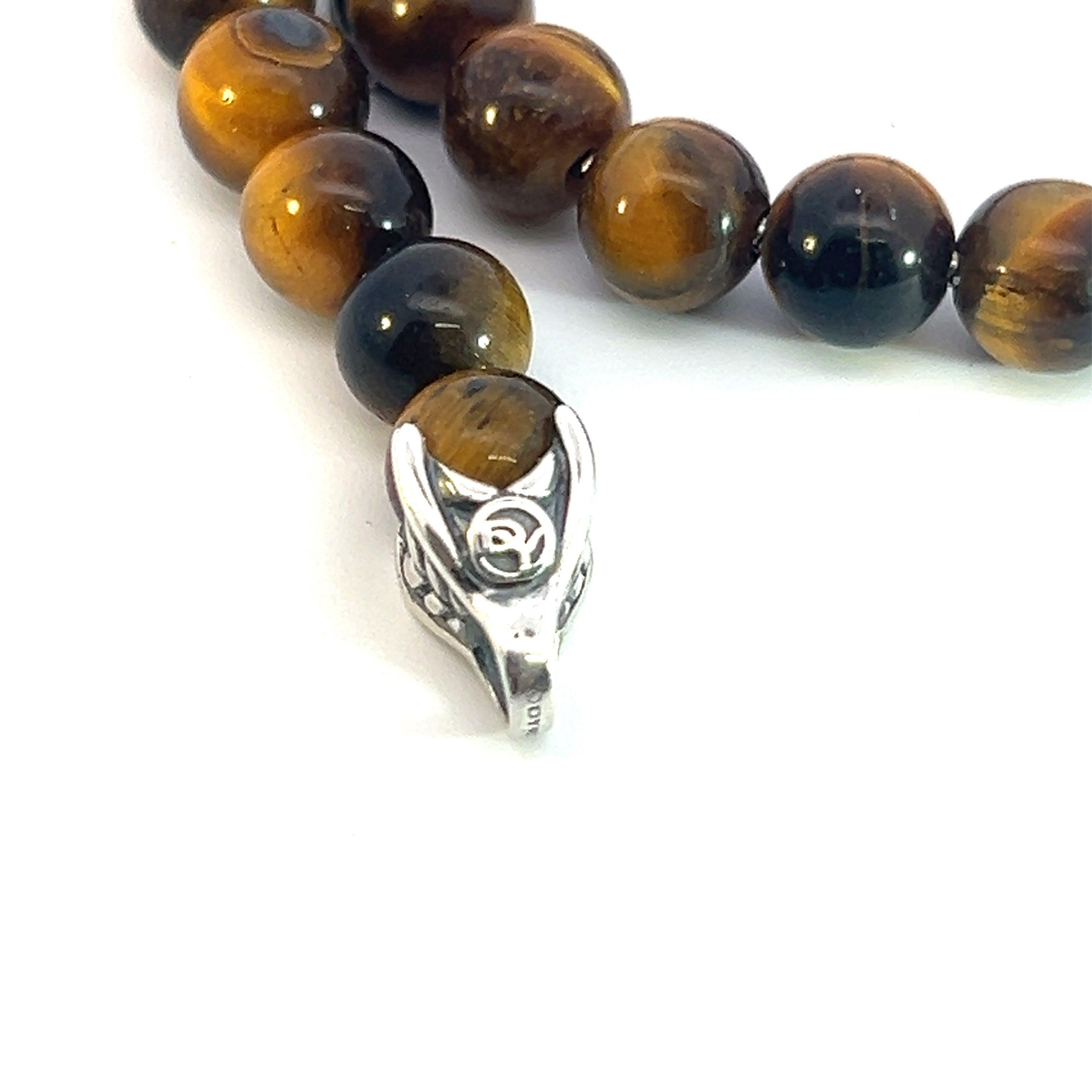 David Yurman Tiger Eye Prayer Bead Bracelet 8.5