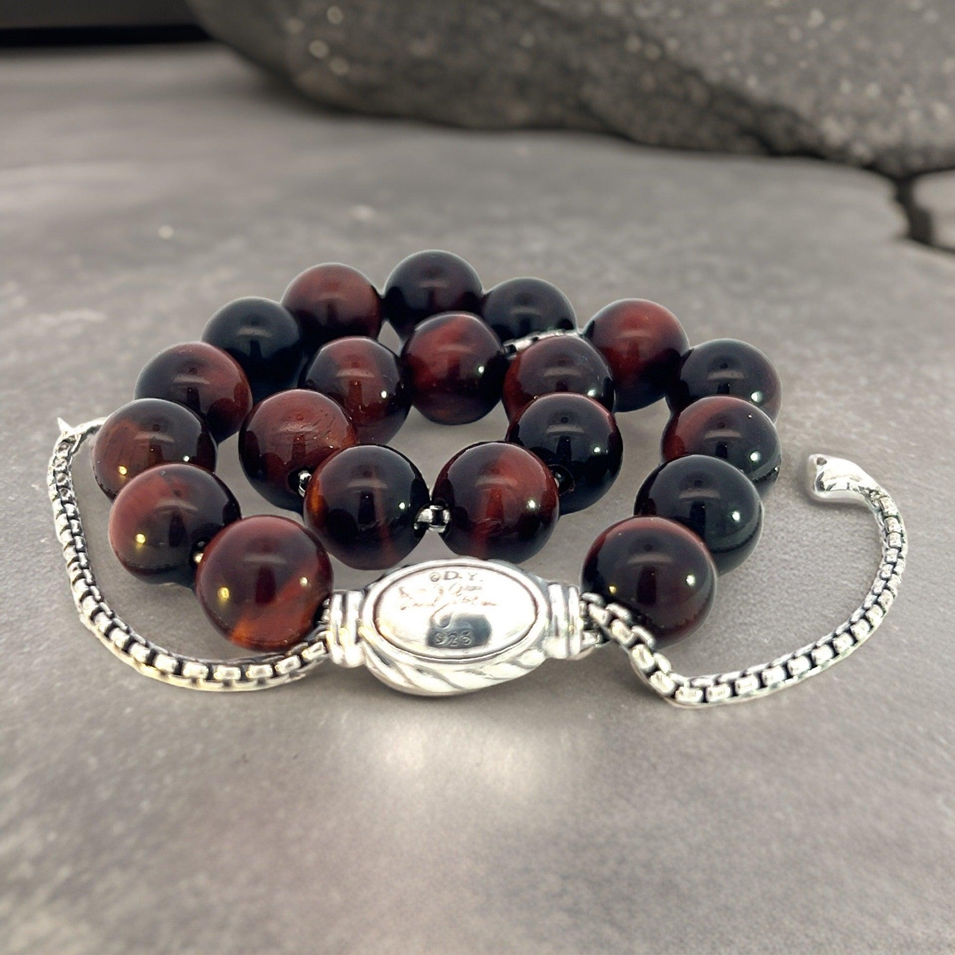 David Yurman Tiger Eye Spiritual Beads Bracelet 6.6 - 8.5