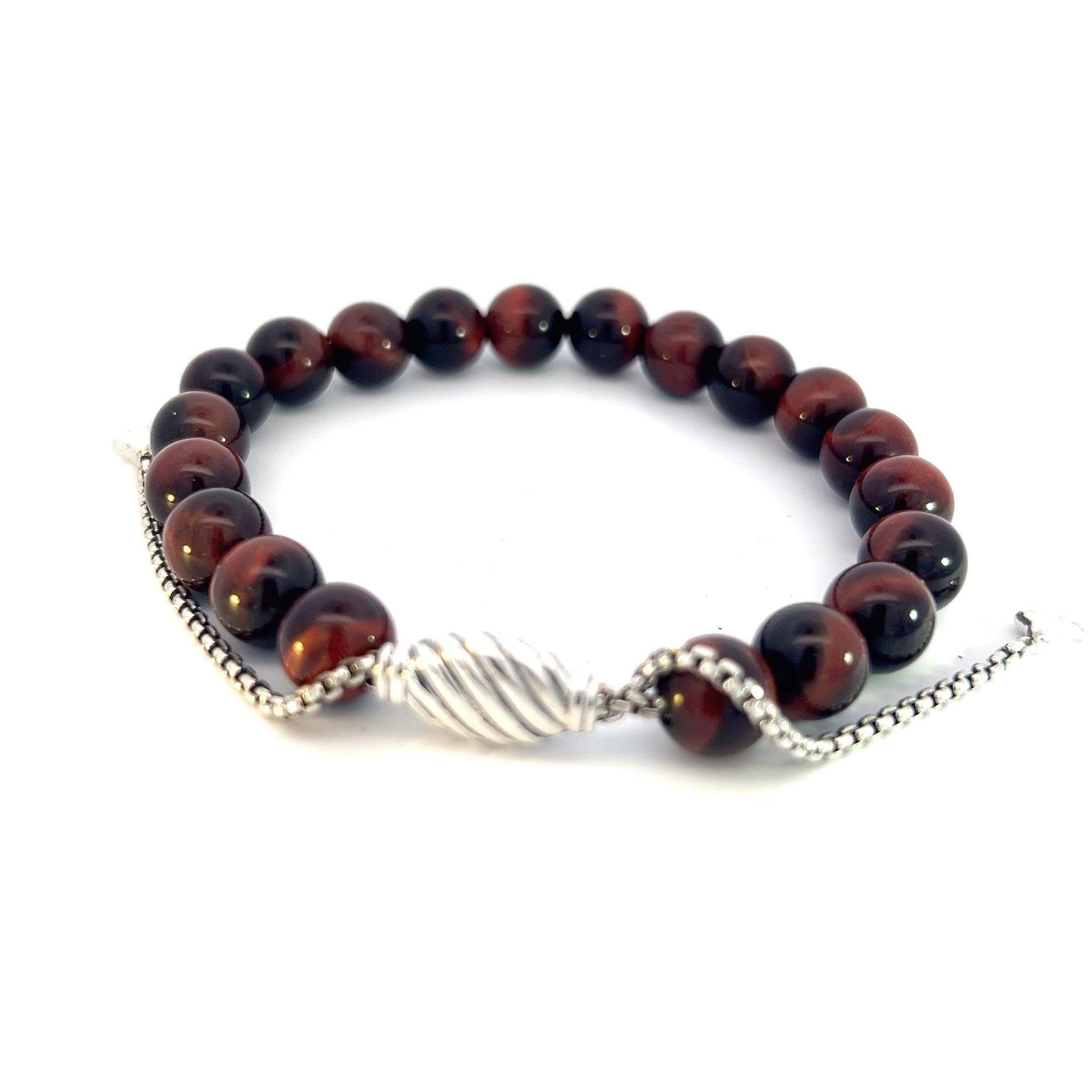David Yurman Tiger Eye Spiritual Beads Bracelet 6.6 - 8.5
