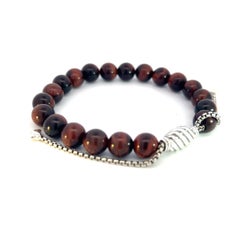 David Yurman Tiger Eye Spiritual Beads Bracelet 6.6 - 8.5" Silver 8 mm Estate
