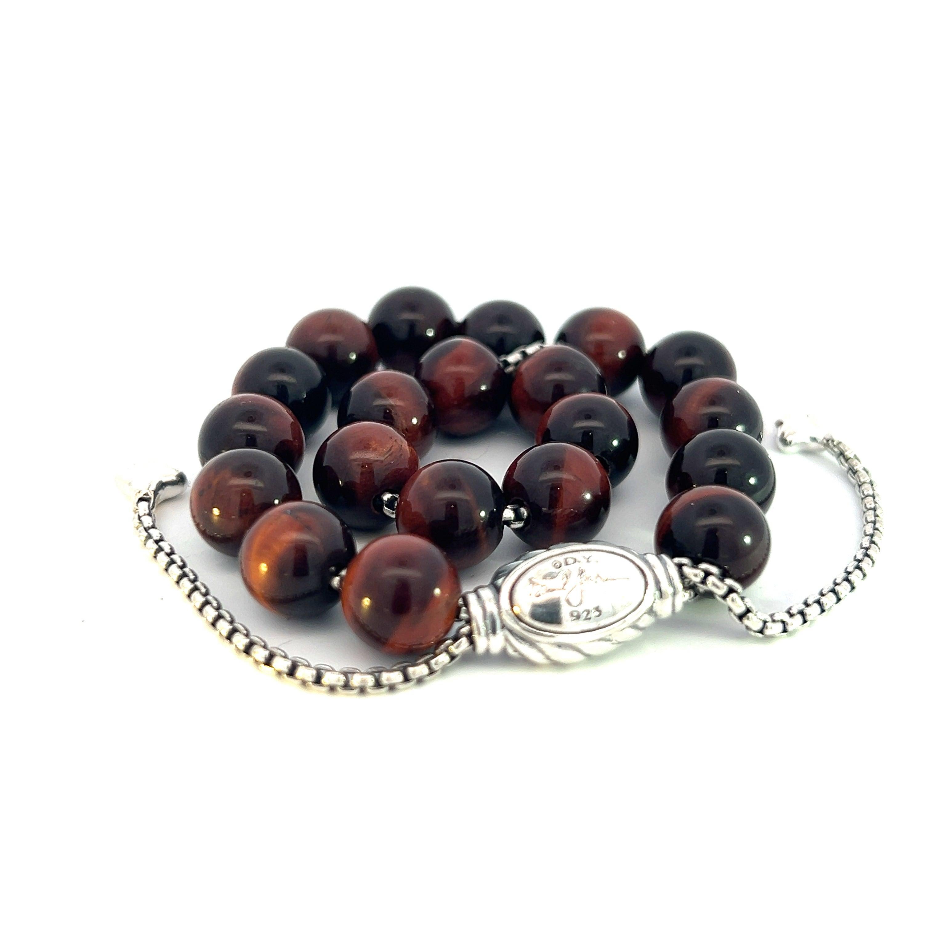 David Yurman Tiger Eye Spiritual Beads Bracelet 6.6 - 8.5