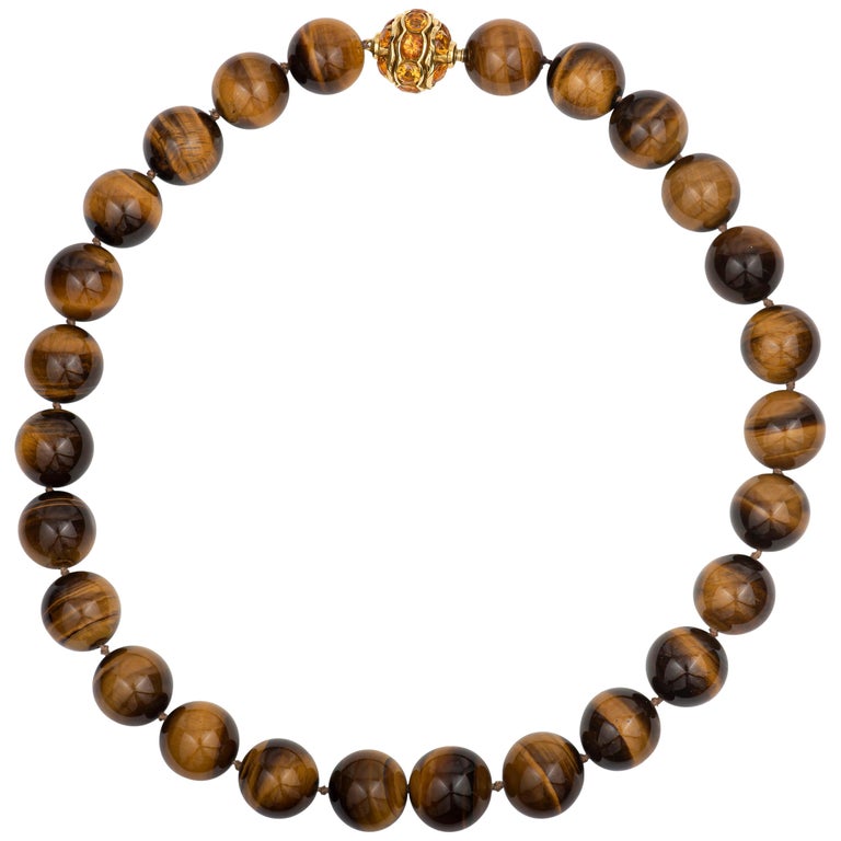 David Yurman Tiger's Eye Bead Necklace with Citrine at 1stDibs david
