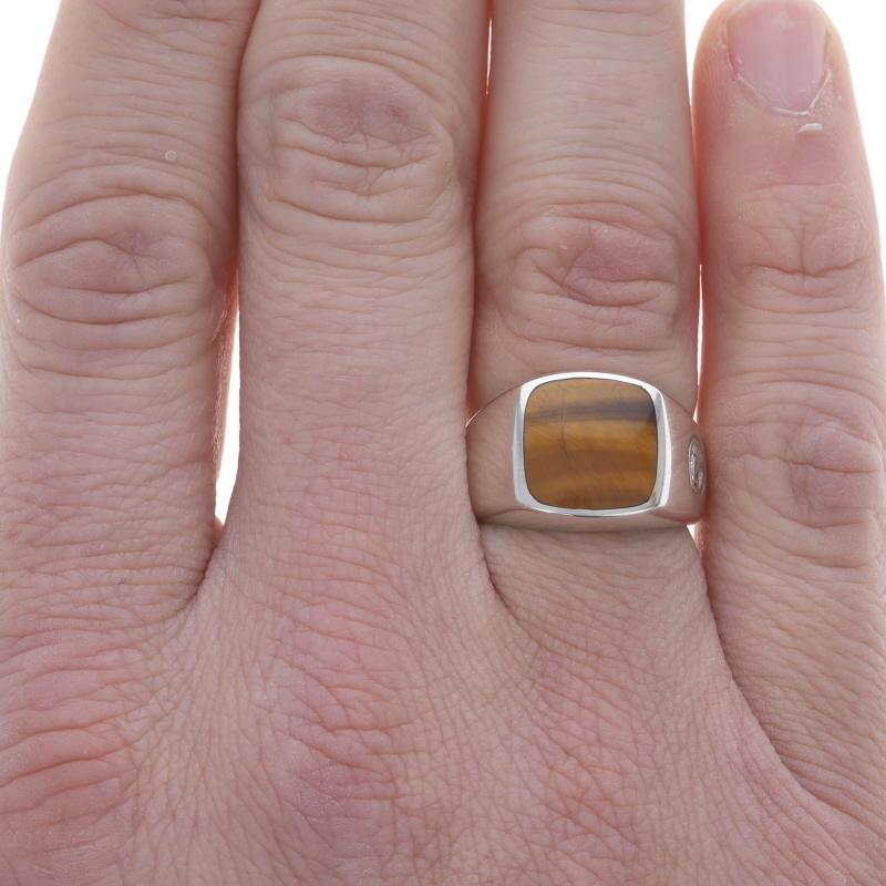 David Yurman Tigerauge Herren 14mm Streamline Cushion Siegelring 925 Gr. 8 1/2 (Kissenschliff)