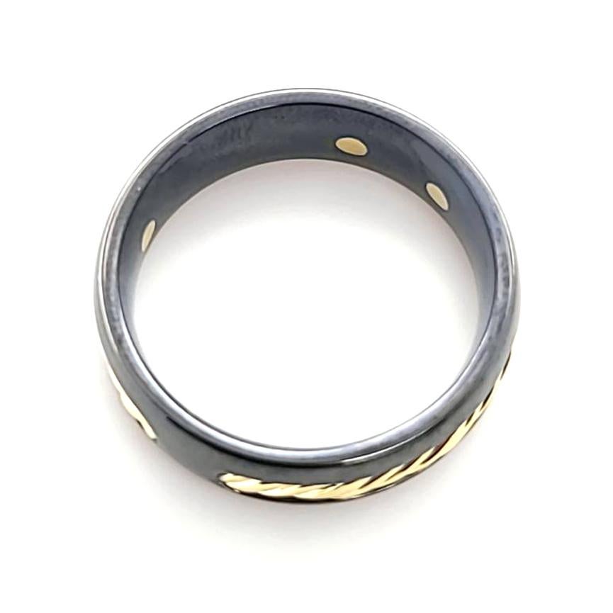 Men's David Yurman Titanium and Gold Cable Ring For Sale