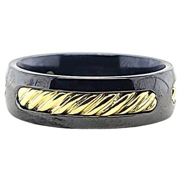 David Yurman Titanium and Gold Cable Ring