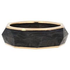 David Yurman Torqued Faceted Forged Carbon Band, 18 Karat Yellow Gold Ring
