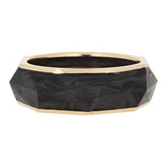 David Yurman Torqued Faceted Forged Carbon Band, 18 Karat Yellow Gold Ring