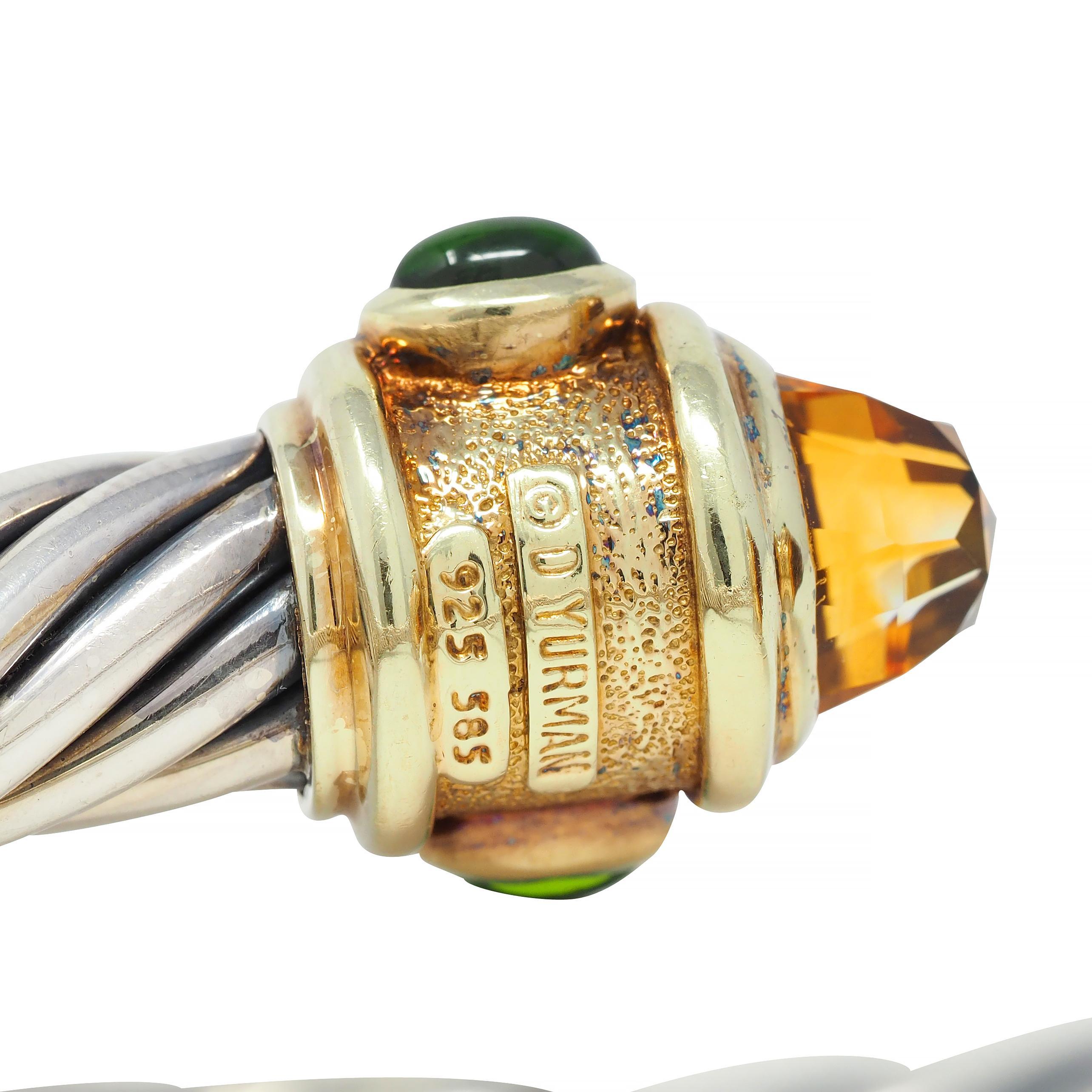 David Yurman Renaissance-Manschettenarmband aus 14 Karat Gold und Silber mit Turmalin und Citrin im Angebot 6